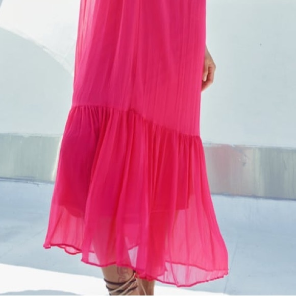 🛳 ZARA Fuchsia RIBBED DRESS VOLUMINOUS DRESS WITH BRAIDED STRAPS - Picture 11 of 16